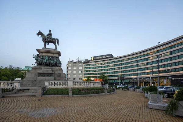 Sofia Bulgária Agosto 2021 Vista Noturna Monumento Czar Libertador Alexandre — Fotografia de Stock