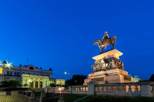 Sofia Bulgaria August 2021 Night View Monument Tsar Liberator Alexander Stock Image