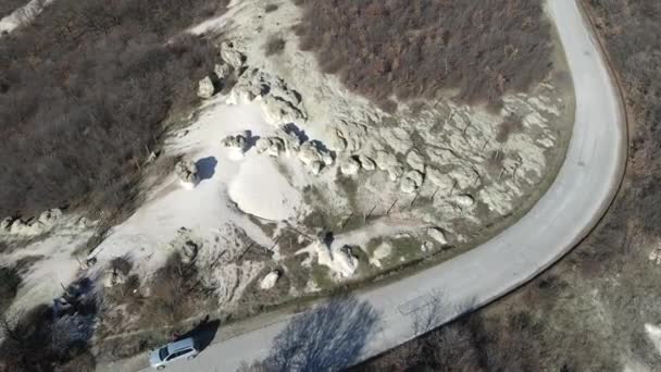 Luftfoto Klippeformationen Stensvampe Nær Beli Plastlandsby Kardzhali Regionen Bulgarien – Stock-video