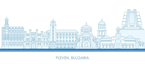 Aperçu Panorama Skyline Ville Pleven Bulgarie Illustration Vectorielle — Image vectorielle