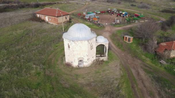 Luftaufnahme Des Osmanischen Grabes Von Hazar Baba Hazar Baba Tyurbe — Stockvideo