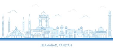 Pakistan, İslamabad şehrinin Skyline panoraması - vektör illüstrasyonu