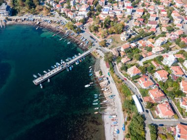 Bulgaristan 'ın Burgaz Bölgesi Ahtopol kentinin şaşırtıcı hava manzarası