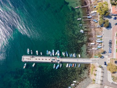 Bulgaristan 'ın Burgaz Bölgesi Ahtopol kentinin şaşırtıcı hava manzarası