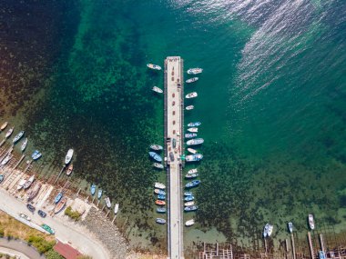 Bulgaristan 'ın Burgaz Bölgesi Ahtopol kentinin şaşırtıcı hava manzarası