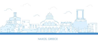 Yunanistan, Cyclades Adaları, Naxos 'un Skyline ana hatları - vektör illüstrasyonu