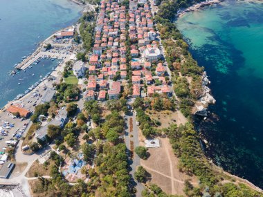 Bulgaristan 'ın Burgaz Bölgesi Çarevo kentinin hava manzarası