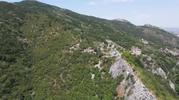 Aerial View Ruins Medieval Asen Fortress Asenovgrad Plovdiv Region Bulgaria — Stock Video