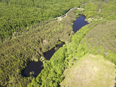 Sofya Bölgesi, Bulgaristan 'daki Lozenska Dağı' ndaki Sua Gabra Gölleri 'nin hava manzarası