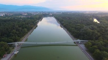 Bulgaristan 'ın Filibe kentindeki Kürek Mekanı' nın hava gün batımı manzarası