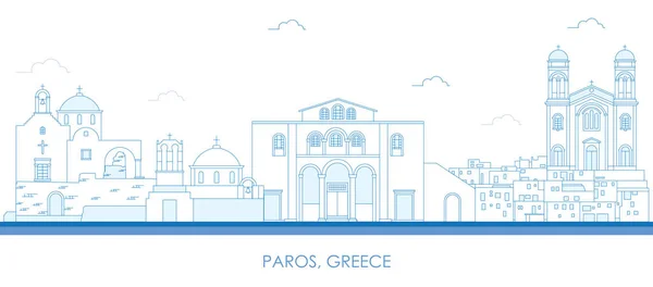 Aperçu Panorama Île Paros Cyclades Grèce Illustration Vectorielle — Image vectorielle