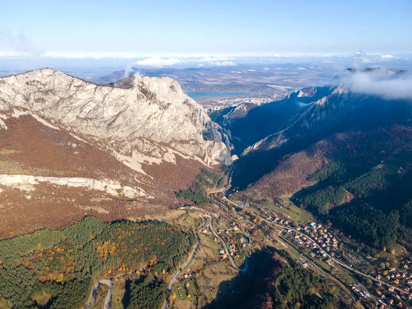 Amazing Aerial Autumn Landscape Balkan Mountains Vratsata Pass Bulgaria — Stock Photo, Image