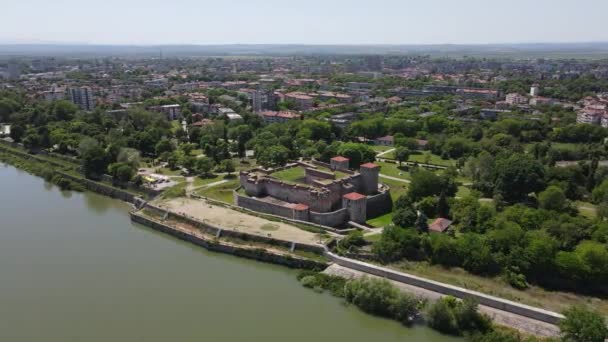 Αεροφωτογραφία Του Φρουρίου Baba Vida Στην Ακτή Του Ποταμού Δούναβη — Αρχείο Βίντεο