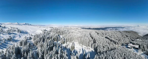 Panorama Aéreo Inverno Montanha Vitosha Região Cidade Sófia Bulgária — Fotografia de Stock