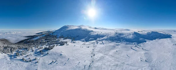 Panorama Aéreo Invierno Montaña Vitosha Región Ciudad Sofía Bulgaria —  Fotos de Stock