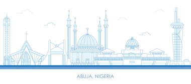 Nijerya 'nın Abuja şehrinin Skyline panoraması - vektör illüstrasyonu