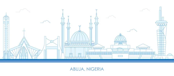 Obrys Panorama Města Abuja Nigérie Vektorová Ilustrace — Stockový vektor