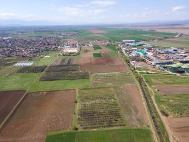 Bulgaristan 'ın Filibe Bölgesi' nin Tsalapitsa köyünün hava manzarası