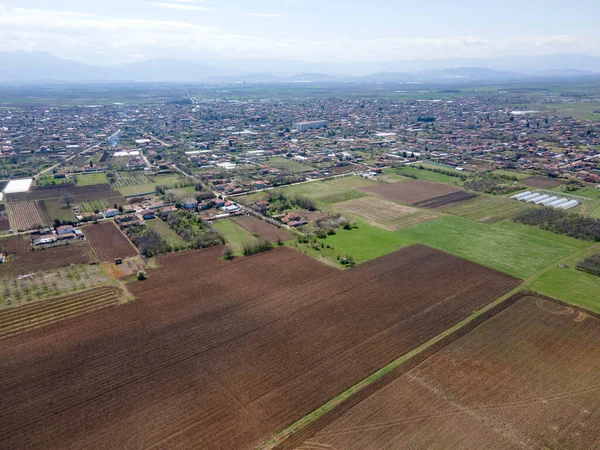 Bulgaristan 'ın Filibe Bölgesi' nin Tsalapitsa köyünün hava manzarası