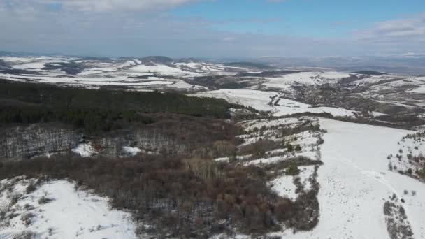 Zimowy Widok Góry Lyulin Pokrytej Śniegiem Obwód Sofijski Bułgaria — Wideo stockowe