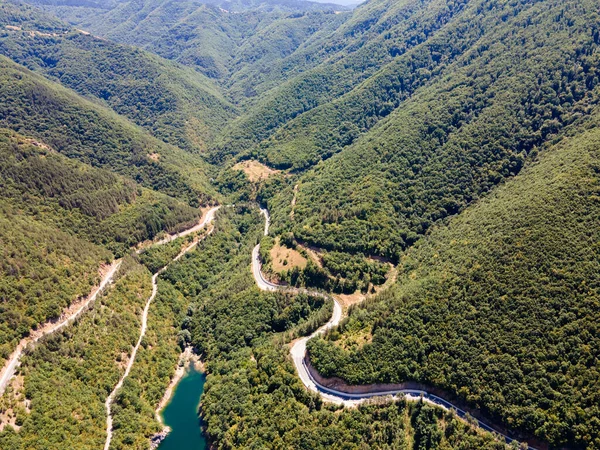 Vue Aérienne Réservoir Vacha Antonivanovtsi Rhodopes Région Plovdiv Bulgarie — Photo