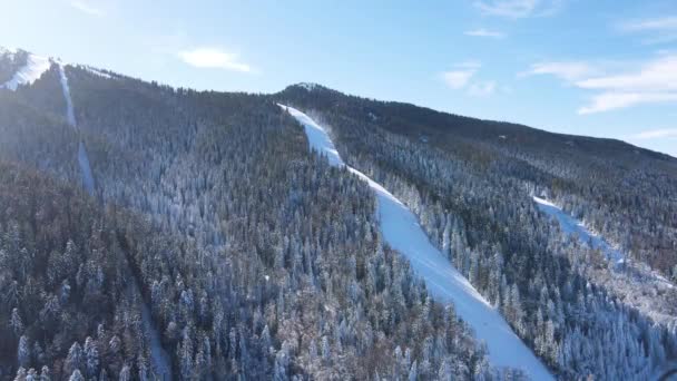 Zimowy Widok Lotu Ptaka Rila Mountain Pobliżu Ośrodka Narciarskiego Borovets — Wideo stockowe