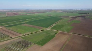 Bulgaristan 'ın Filibe Bölgesi' nin Tsalapitsa kasabası yakınlarındaki Yukarı Trakya Ovası kırsal manzarası