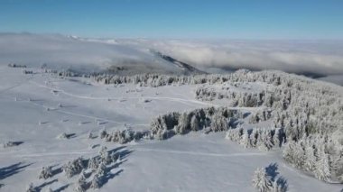 Bulgaristan 'ın Sofya Şehir Bölgesi, Vitosha Dağı' nın Hava Kış Manzarası