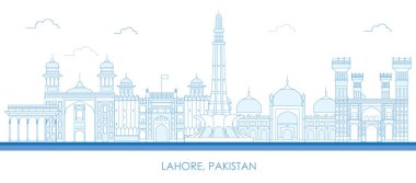Pakistan 'ın Lahor şehrinin Skyline ana hatları - vektör illüstrasyonu