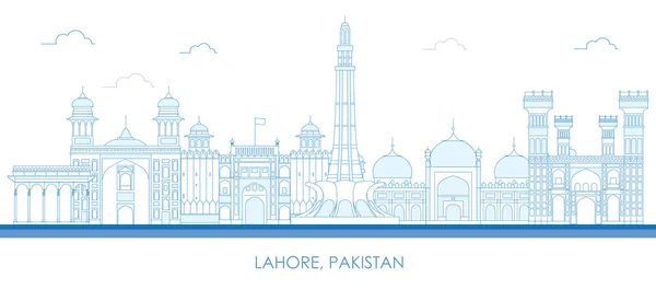 Esquema Skyline Panorama Ciudad Lahore Pakistán Ilustración Vectorial — Archivo Imágenes Vectoriales