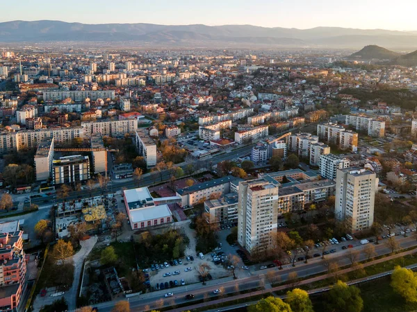 Fantastisk Flygfoto Över Maritsa Floden Och Panorama Till Staden Plovdiv — Stockfoto