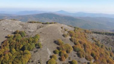 Bulgaristan 'ın Pernik Bölgesi Golemi zirvesi yakınlarındaki Erul dağının şaşırtıcı sonbahar manzarası