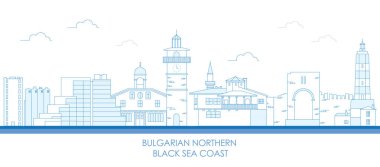 Outline Skyline panorama of Bulgarian northern Black sea coast  - vector illustration clipart
