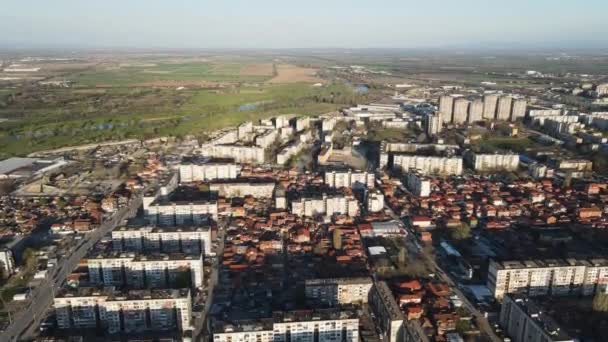 Sunset Vista Aérea Del Barrio Del Gueto Stolipinovo Ciudad Plovdiv — Vídeos de Stock