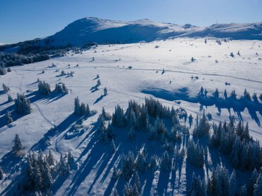 Bulgaristan 'ın Sofya Şehir Bölgesi, Vitosha Dağı' nın Hava Kış Manzarası
