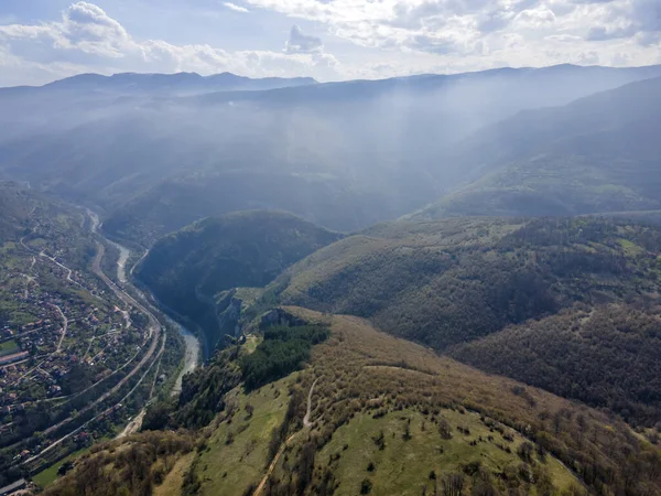 Widok Powietrza Rzekę Iskar Wąwóz Pobliżu Miejscowości Milanovo Bałkany Bułgaria — Zdjęcie stockowe