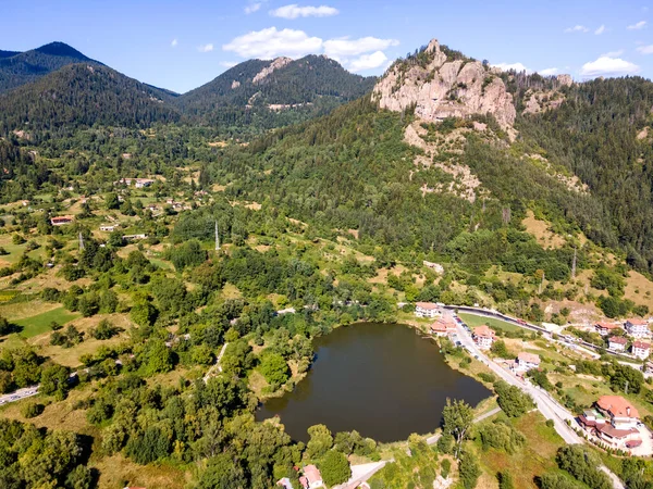 Panorama Aereo Dei Laghi Smolyan Monti Rodopi Regione Smolyan Bulgaria — Foto Stock