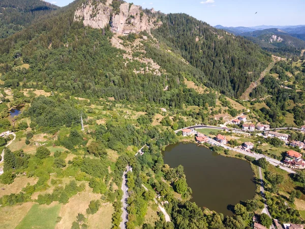 Panorama Aereo Dei Laghi Smolyan Monti Rodopi Regione Smolyan Bulgaria — Foto Stock