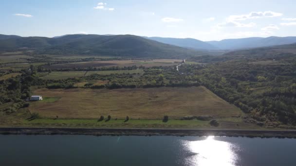 Veduta Aerea Del Bacino Idrico Pchelina Regione Pernik Bulgaria — Video Stock