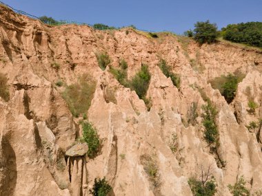 Kaya oluşumunun şaşırtıcı hava manzarası Stob piramitleri, Rila Dağı, Kyustendil bölgesi, Bulgaristan