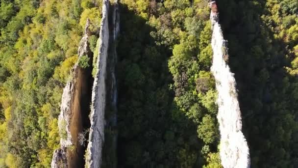 Luftaufnahme Der Felsformationen Ritlite Der Iskar Schlucht Balkan Gebirge Bulgarien — Stockvideo