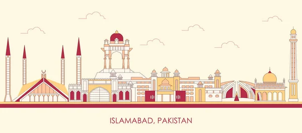 Cartoon Skyline Panorama Kota Islamabad Pakistan Gambar Vektor - Stok Vektor