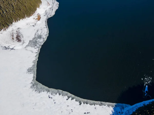 Veduta Aerea Del Golyam Beglik Reservoir Coperto Ghiaccio Regione Pazardzhik — Foto Stock