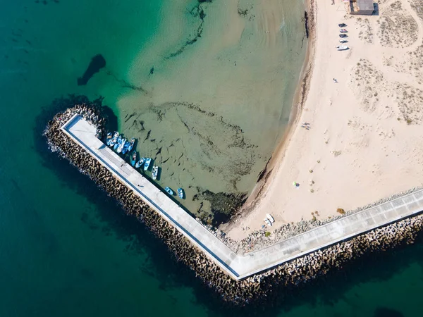 Bulgaristan 'ın Burgaz Bölgesi, Arkutino plajının şaşırtıcı hava manzarası