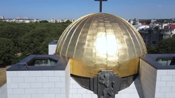 Luchtfoto Van Pantheon Van National Revival Heroes Stad Ruse Donau — Stockvideo