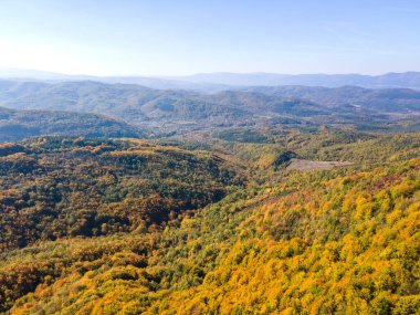 Bulgaristan 'ın Pernik Bölgesi, Kamenititsa zirvesi yakınlarındaki Erul dağının şaşırtıcı sonbahar manzarası