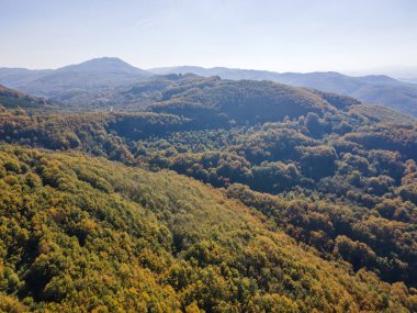 Bulgaristan 'ın Pernik Bölgesi, Kamenititsa zirvesi yakınlarındaki Erul dağının şaşırtıcı sonbahar manzarası
