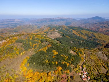 Bulgaristan 'ın Pernik Bölgesi, Kamenititsa zirvesi yakınlarındaki Erul dağının şaşırtıcı sonbahar manzarası
