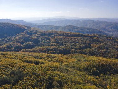 Bulgaristan 'ın Pernik Bölgesi, Kamenititsa zirvesi yakınlarındaki Erul dağının şaşırtıcı sonbahar manzarası