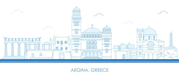 Περίγραμμα Skyline Panorama Της Αίγινας Ελλάδα Διανυσματική Απεικόνιση — Διανυσματικό Αρχείο